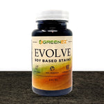Evolve Soy Stain 4 oz sample bottle in Fossil Black 933 on wood stained Fossil Black
