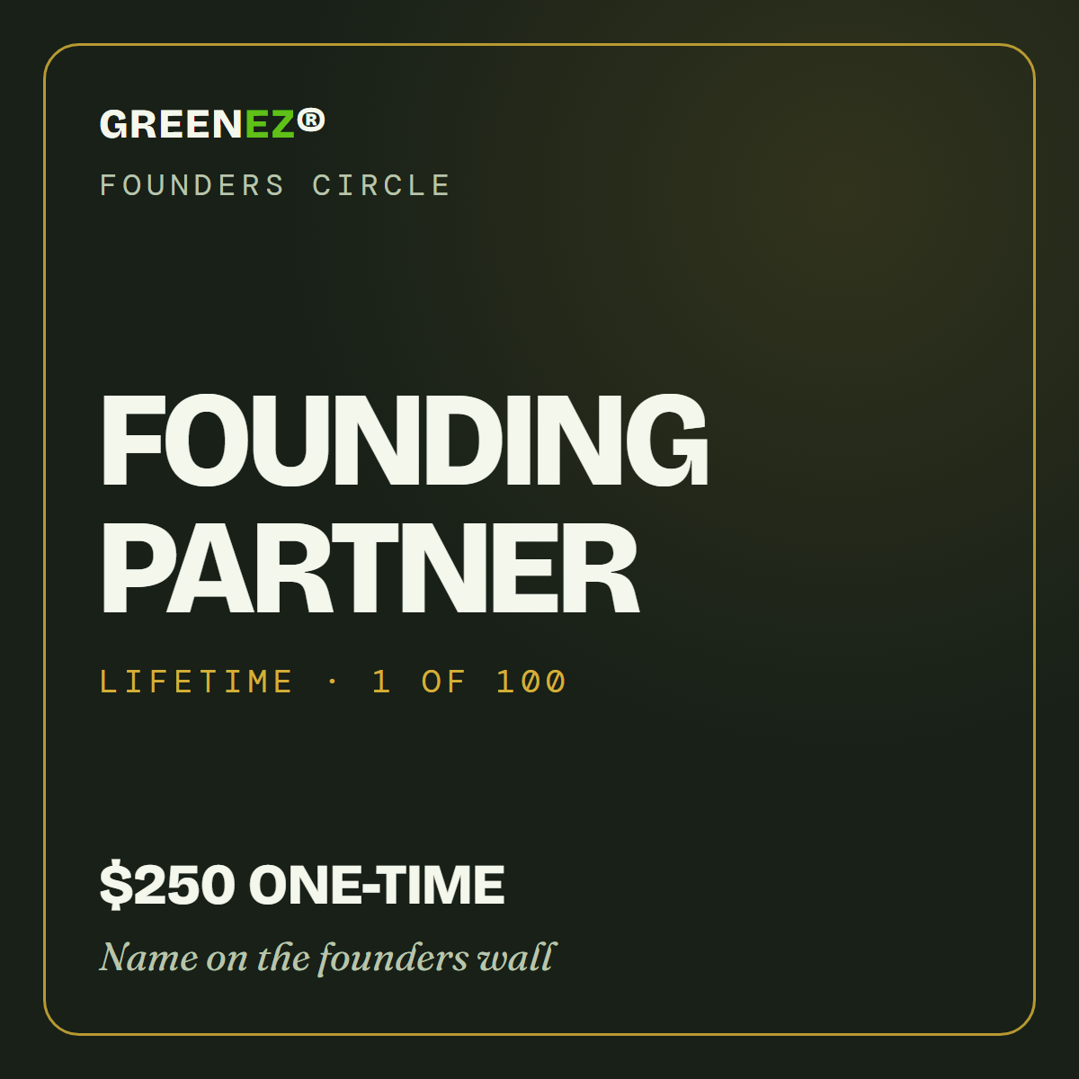 GreenEZ Founders Circle Founding Partner lifetime badge