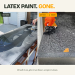 Before and after of latex paint stripped from furniture in one hour with GreenEZ Furniture Stripper
