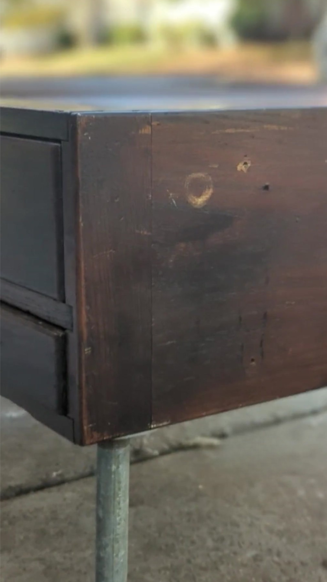 Painted oak dresser before stripping